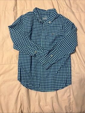Vineyard Vines Teal & Blue Gingham Button-Up Shirt